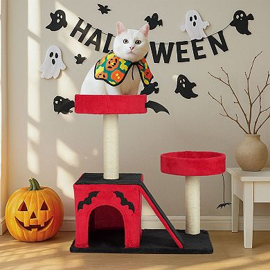 Gothic Cat Tree with Condo and Scratching Posts Multi Level Cat Tower