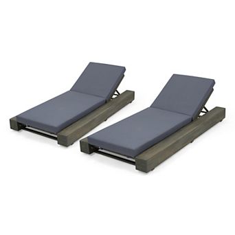 Chaise Lounge Acacia Wood with 4-Position Recline (Set of 2)