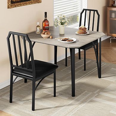 Dining Table Set for 2, Space-Saving Kitchen Table Set for 2 with Upholstered Cushion Chairs