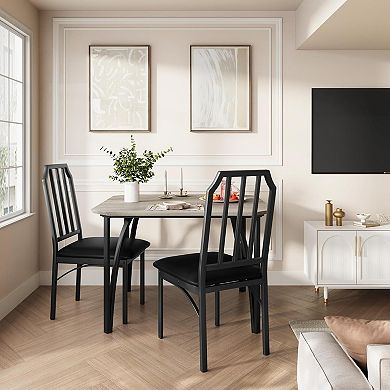 Dining Table Set for 2, Space-Saving Kitchen Table Set for 2 with Upholstered Cushion Chairs