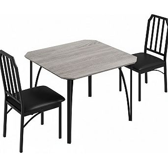 Dining Table Set for 2, Space-Saving Kitchen Table Set for 2 with Upholstered Cushion Chairs