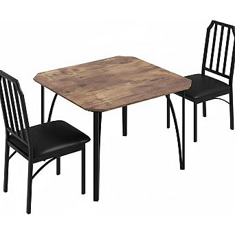 Dining Table Set for 2, Space-Saving Kitchen Table Set for 2 with Upholstered Cushion Chairs