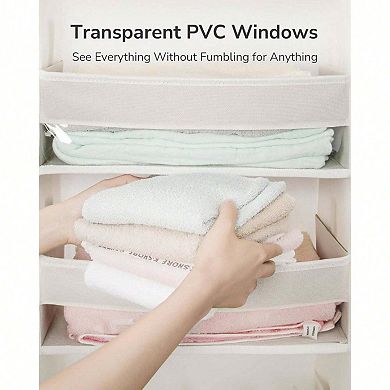 Over-The-Door Organizer: 6 Large, 12 Side Pockets, Mesh Pockets, PVC Window, Easy Hanging
