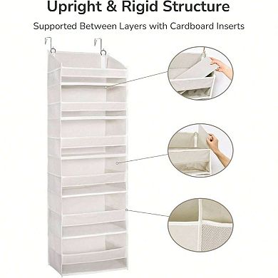 Over-The-Door Organizer: 6 Large, 12 Side Pockets, Mesh Pockets, PVC Window, Easy Hanging