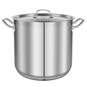 NutriChef 30-qt Stockpot w/ Lid, Heavy Duty Induction Soup Pot, Riveted Handles