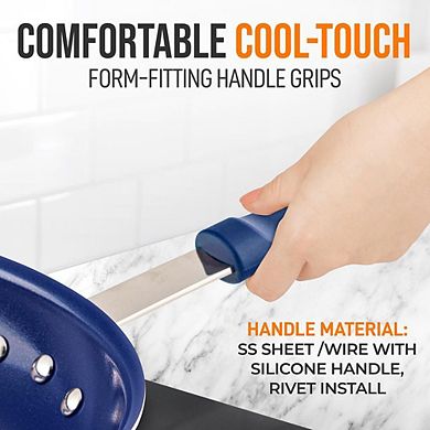 NutriChef Small Skillet Nonstick 8" Frying Pan With Lid, Silicone Handle, Ceramic Coating