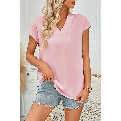 Womens Summer Tops Short Sleeve V Neck Shirts Casual Business Work Blouses Top