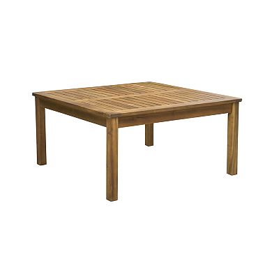 Outdoor Coffee Table Rustic Square Acacia Wood Table with Slat Top