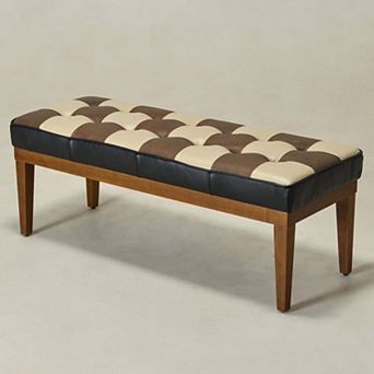 Top-grain Genuine Leather Upholstered Bedroom Bench