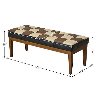 Top-grain Genuine Leather Upholstered Bedroom Bench