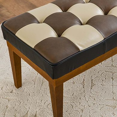 Top-grain Genuine Leather Upholstered Bedroom Bench