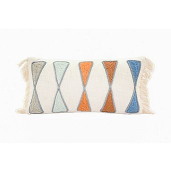 Hello Honey Embroidered Cotton Lumbar Pillow with Fringe