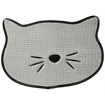 Bone Dry Embroidered Microfiber Cat Whiskers Pet Food Mat