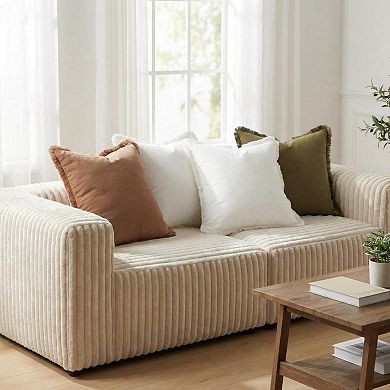 4-Pack Washed Cotton Pillow Covers with Tassel, 20x20 Inch Solid Boho Decorative Set for Home