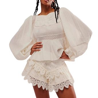 Flowy Skorts for Women Ruffle Tiered Skorts High Waist Lace Trim Lolita Style Bustle Shorts