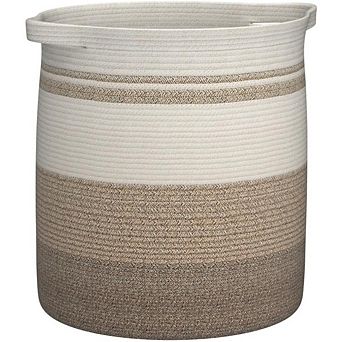 80L Woven Storage Basket with Handles, Gradient Yellow 20x18 Multifunctiona