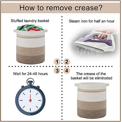 80L Woven Storage Basket with Handles, Gradient Yellow 20x18 Multifunctiona