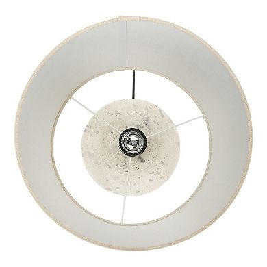 Hello Honey Cement Table Lamp with Linen Shade, Distressed White