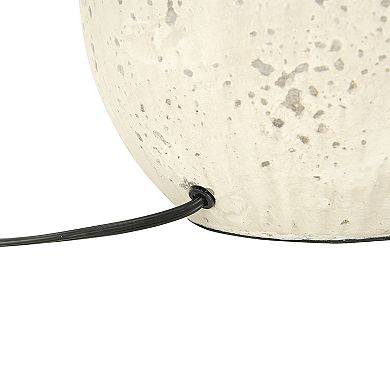 Hello Honey Cement Table Lamp with Linen Shade, Distressed White