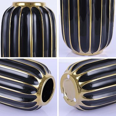 Ceramic Black And Gold Ornamental Vase Decor