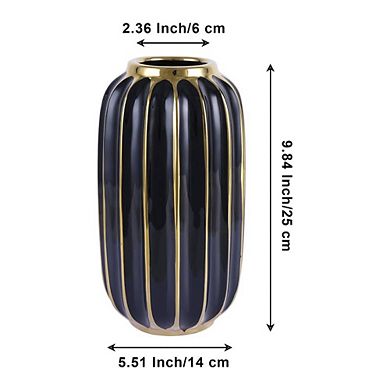 Ceramic Black And Gold Ornamental Vase Decor