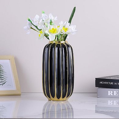Ceramic Black And Gold Ornamental Vase Decor