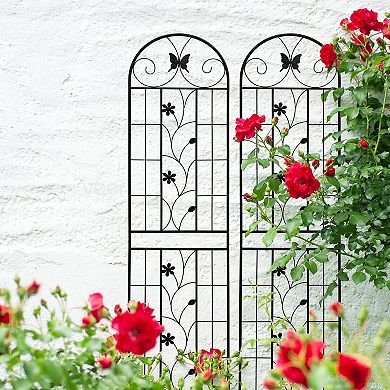 Metal Garden Trellis Set 2-Pack for Climbing Flowers Vines and Vegetables