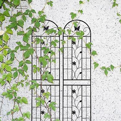 Metal Garden Trellis Set 2-Pack for Climbing Flowers Vines and Vegetables