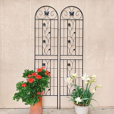 Metal Garden Trellis Set 2-Pack for Climbing Flowers Vines and Vegetables