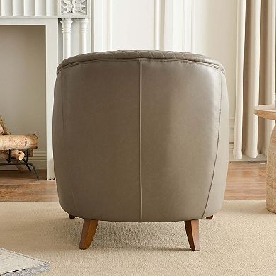 Top-Grain Genuine Leather Upholstered Barrel Chair