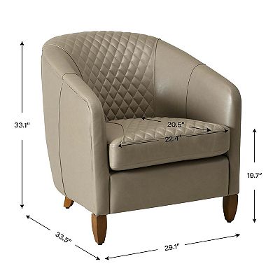 Top-Grain Genuine Leather Upholstered Barrel Chair