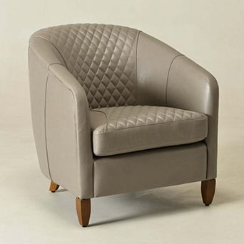 Top-Grain Genuine Leather Upholstered Barrel Chair