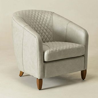 Top-Grain Genuine Leather Upholstered Barrel Chair