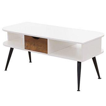 Coffee Table with Lower Shelf, Modern Living Room Table