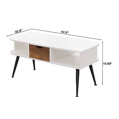 Coffee Table with Lower Shelf, Modern Living Room Table