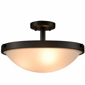 Messina 3-Light Black Semi Flush Ceiling Light Frosted Glass Ceiling Lighting