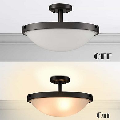 Messina 3-Light Black Semi Flush Ceiling Light Frosted Glass Ceiling Lighting