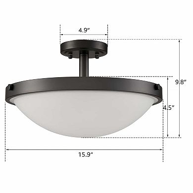Messina 3-Light Black Semi Flush Ceiling Light Frosted Glass Ceiling Lighting