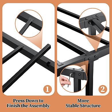 Metal Platform Bed Frame,Mattress Foundation with Victorian Style Wrought Headboard and Footboard