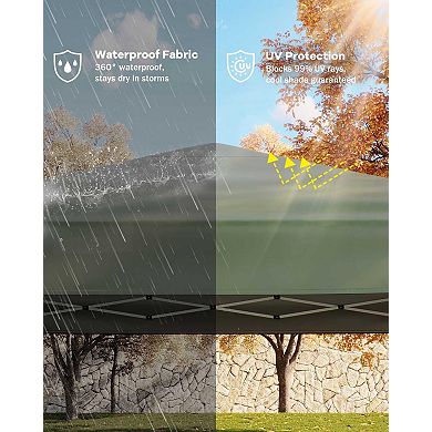 10x10 Pop Up Canopy Tent One Push Easy Up Beach Canopy with 3 Adjustable Heights Outdoor Sun Shade