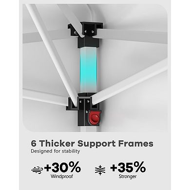 10x10 Pop Up Canopy Tent One Push Easy Up Beach Canopy with 3 Adjustable Heights Outdoor Sun Shade