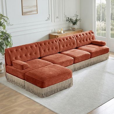 Modular Chesterfield Sectional Sofa with Ottoman-Sillysis