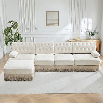 Modular Chesterfield Sectional Sofa with Ottoman-Sillysis