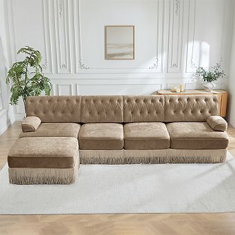 Modular Chesterfield Sectional Sofa with Ottoman-Sillysis