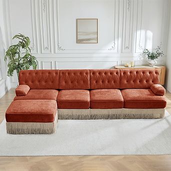 Modular Chesterfield Sectional Sofa with Ottoman-Sillysis