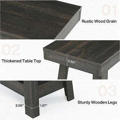 Farmhouse-Style End Table Two-Tier Storage for Living Room or Bedroom