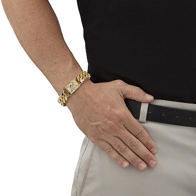 Men's Gold Ion-Plated Stainless Steel Skull Link Bracelet 8.5 Inch