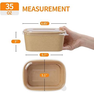 Great Ambitions 50-Pack 35oz Paper Food Containers with Lids, Microwavable & Freezer Safe