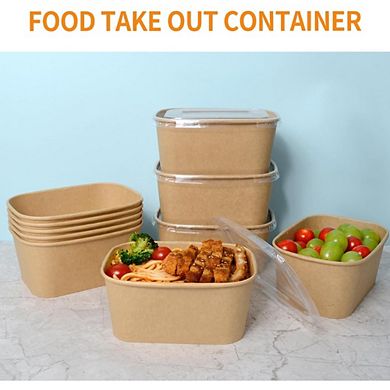 Great Ambitions 50-Pack 35oz Paper Food Containers with Lids, Microwavable & Freezer Safe