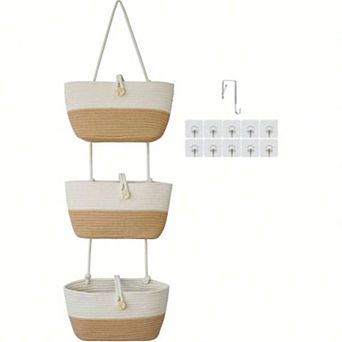 Natural Cotton Hanging Baskets for Storage and Decor